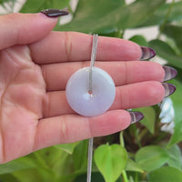 Baikalla "Good Luck Button" Necklace Green Lavender Jadeite Jade Lucky Ping An Kou Pendant