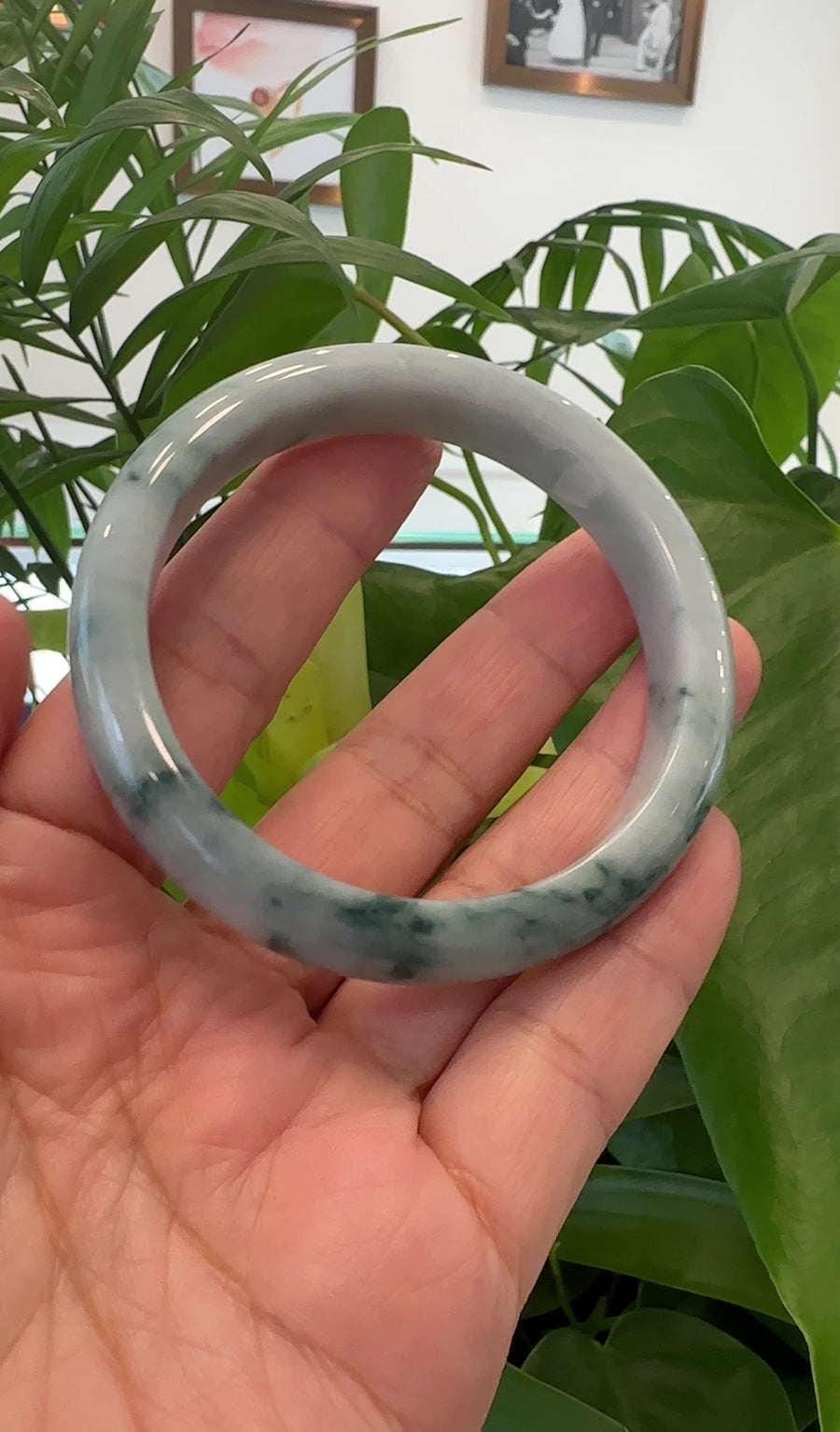 Natural Burmese Blue-green Jadeite Jade Bangle Bracelet (59.40mm)#T025