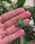 Baikalla 18K Yellow Gold "Lotus Flower" Natural Deep Forest Green Jadeite Jade Pendant