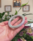 Baikalla Natural Light Green & Lavender Jadeite Jade "Traditional Round" Bangle Bracelet (56.2mm) 