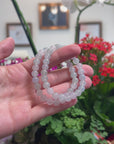 Baikalla Natural Icy Light Lavender & Green Jadeite Jade Round Bead Bracelet (7.5mm)