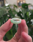Baikalla Natural Icy Light Apple-Green Jadeite Jade Traditional Ring 