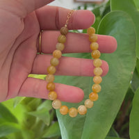 Baikalla Genuine Yellow Jadeite Jade Round Beads Bracelet With 18K Yellow Gold Clasp ( 7 mm )
