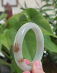 Baikalla Natural Green & Red Flower Jadeite Jade Bangle ( 56.7 mm )