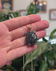 Baikalla Natural Black Wuji Jadeite Jade "Shadow Ghost" Pendant W/ 14k Gold Bail