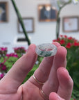 Baikalla Natural Icy Blue-Green Flower Jadeite Jade Traditional Ring 