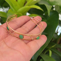 Baikalla Bubble Collection 18k Rose Gold Oval Bracelet Bangle with Jade & Diamonds