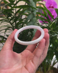 Baikalla White Jadeite Jade "Traditional Round" Bangle Bracelet (55.3mm) 