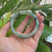 Baikalla "Classic Bangle" Ice Blue Green Natural Burmese Jadeite Jade Bangle (62.42 mm) T178