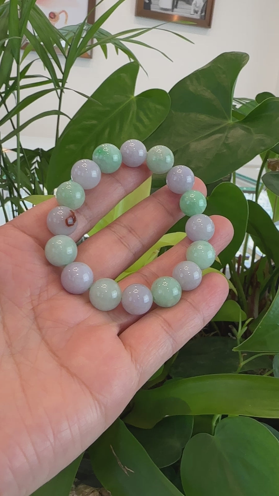 High end Genuine Jadeite Jade Round Multiple Colors Beads Bracelet (12 mm)