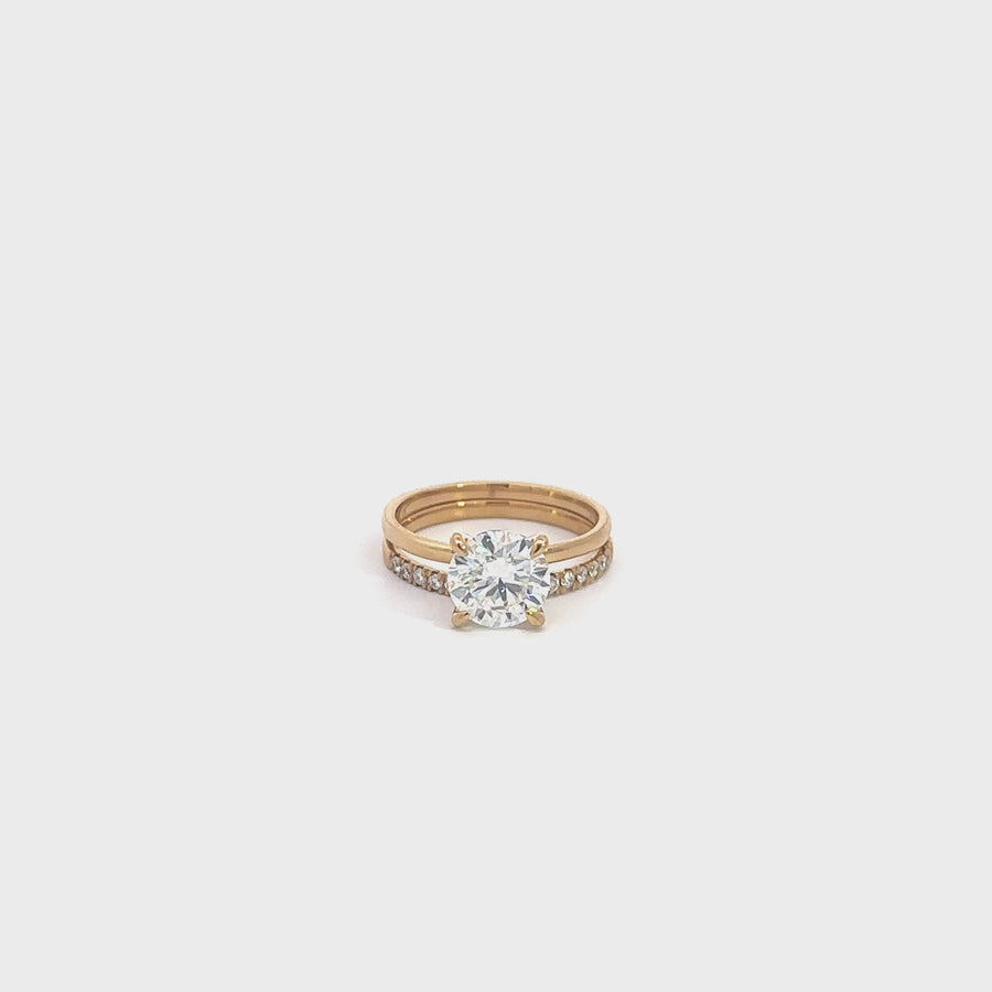 Baikalla 14k Yellow Gold Moissanite Diamond 2 in 1 Engagement Ring Set