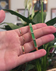 High-End Natural Imperial Green Jadeite Jade 18ky Gold "Bamboo" Bangle Bracelet W/ Natural Diamonds