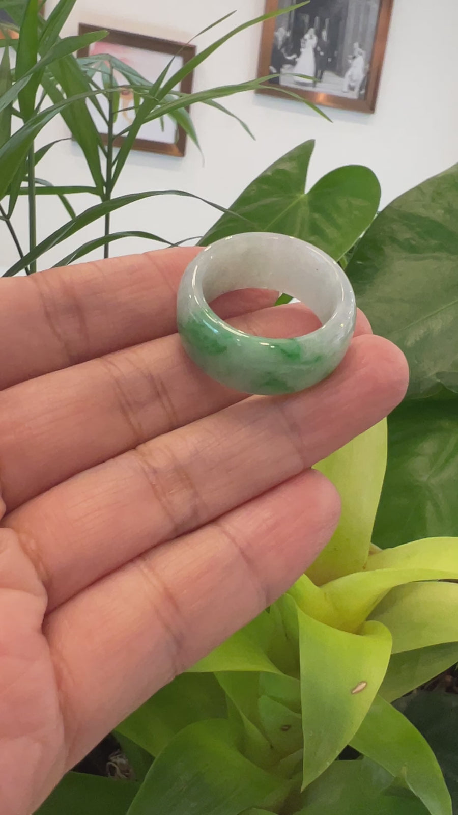 Baikalla Genuine Burmese Blue-green Jadeite Jade Men's Band Ring