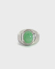 Baikalla™ Sterling Silver Genuine Green Jadeite Jade Men's Ring With Sapphire