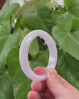 Baikalla "Half Round" Light Lavender Jadeite Jade Bangle Bracelet (55.5 mm) 