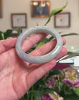 Baikalla Natural Light Blue-Green & Lavender Jadeite Jade "Half Round" Bangle Bracelet (59.4mm) 