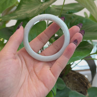 Baikalla "Classic Bangle" White Natural Burmese Jadeite Jade Bangle (53.20 mm)T191