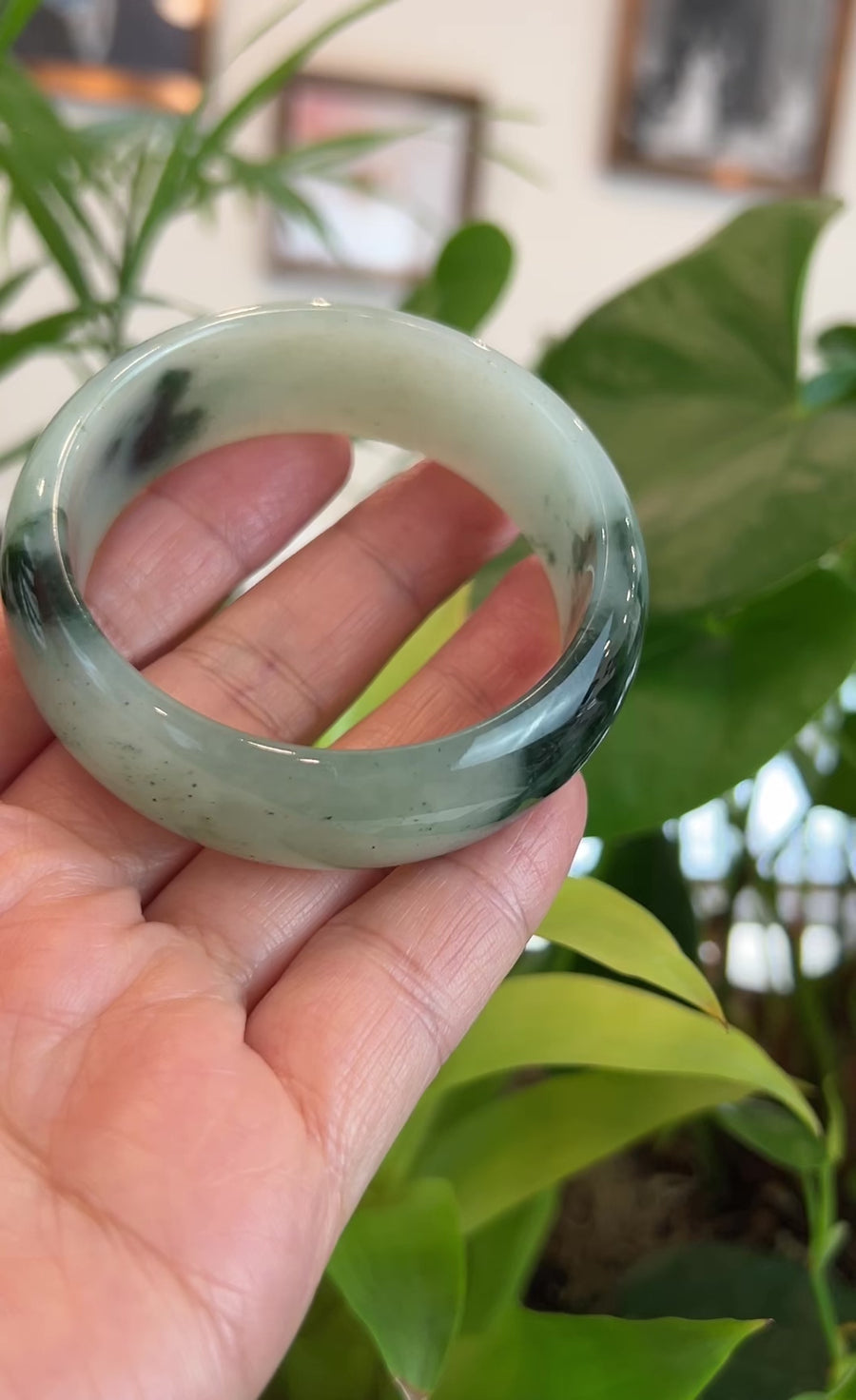 Baikalla Natural Burmese Ice Blue-green Jadeite Jade Bangle Bracelet (56.13mm)#T148