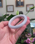Baikalla Natural Light Lavender Jadeite Jade "Half Round" Bangle Bracelet (56.7mm) 