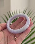 Baikalla Natural Lavender Jadeite Jade "Half Round" Bangle Bracelet (55mm) 