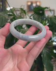 Baikalla Natural Light Blue-Green W/ Lavender Patch Jadeite Jade "Half Round" Bangle Bracelet (59.4mm) 