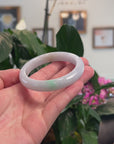 Baikalla Natural Apple-Green Patch Jadeite Jade "Half Round" Bangle Bracelet (57mm) 
