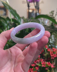Baikalla Light Lavender W/ Light Oil-Green Patch Jadeite Jade Oval Bangle (54.3mm) 
