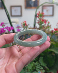 Baikalla Natural Oil-Green Jadeite Jade "Petite Half Round" Bangle Bracelet (50.7mm) 