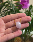 Baikalla "Ping An Kou" (Good Luck Button) Light Lavender Jadeite Jade Pendant Necklace