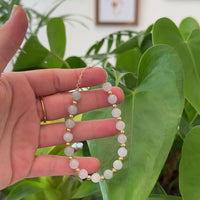 Baikalla Genuine High Ice  Light Lavender Jadeite Jade Round Beads Bracelet With 18K Yellow Gold Clasp and Gold Beads ( 7 mm )