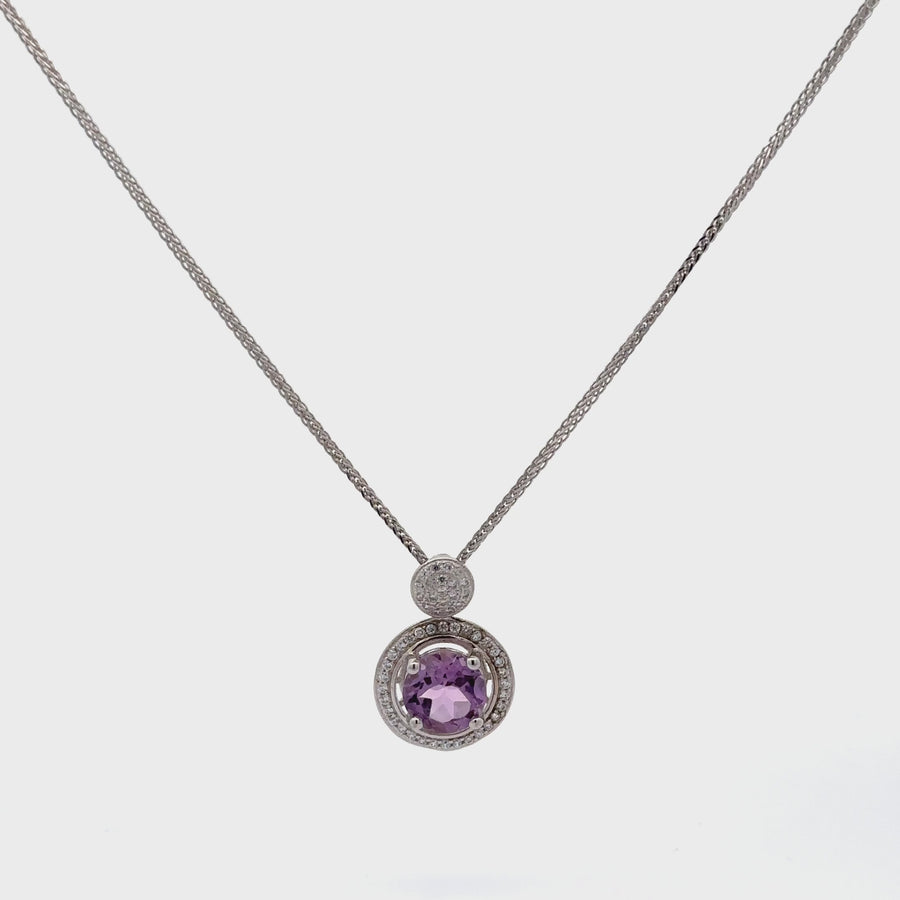 Baikalla™ Classic Sterling Silver Natural Amethyst Citrine Necklace With CZ