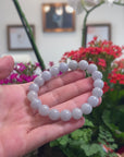 Baikalla Natural Light Lavender Jadeite Jade Round Bead Bracelet (10.2mm)
