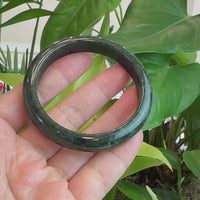 Baikalla™ "Classic Bangle" Genuine Burmese Dark Green Jadeite Jade Bangle Bracelet (57.5 mm) #197