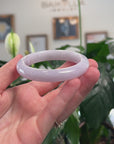 Baikalla Natural Light Lavender Jadeite Jade "Half Round" Bangle Bracelet (56.9mm) 