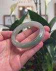 Baikalla Natural Icy Oil-Green Jadeite Jade "Half Round" Bangle Bracelet (56.4mm) 