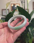 Baikalla Natural Apple-Green Patch Jadeite Jade "Half Round" Bangle Bracelet (56.4mm) 