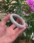 Baikalla Light Lavender Grey Wuji & Light Green Jadeite Jade "Half Round" Bangle Bracelet (58.8mm) 