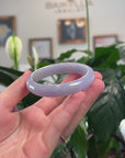 Baikalla Natural Lavender & Light Green Jadeite Jade "Half Round" Bangle Bracelet (55.8mm) 