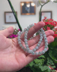 Baikalla Natural Ice Blue Green Jadeite Jade Round Beads Bracelet (7mm)