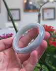 Baikalla Natural Light Blue-Green & Lavender Jadeite Jade "Half Round" Bangle Bracelet (53.1mm) 