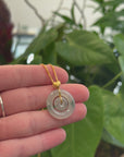 18k Yellow Gold Genuine Burmese Ice Jadeite Jade Jade Kou Kou Necklace