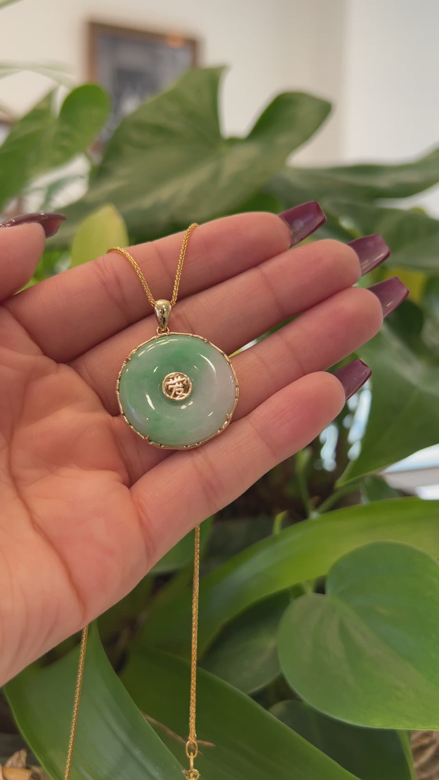 Baikalla "Good Luck Button" Necklace Lavender Green Jadeite Jade Lucky KouKou Pendant Necklace
