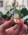 Baikalla Natural Icy Jadeite Jade "PiXiu" 18ky Gold Ring W/ Natural Diamonds 