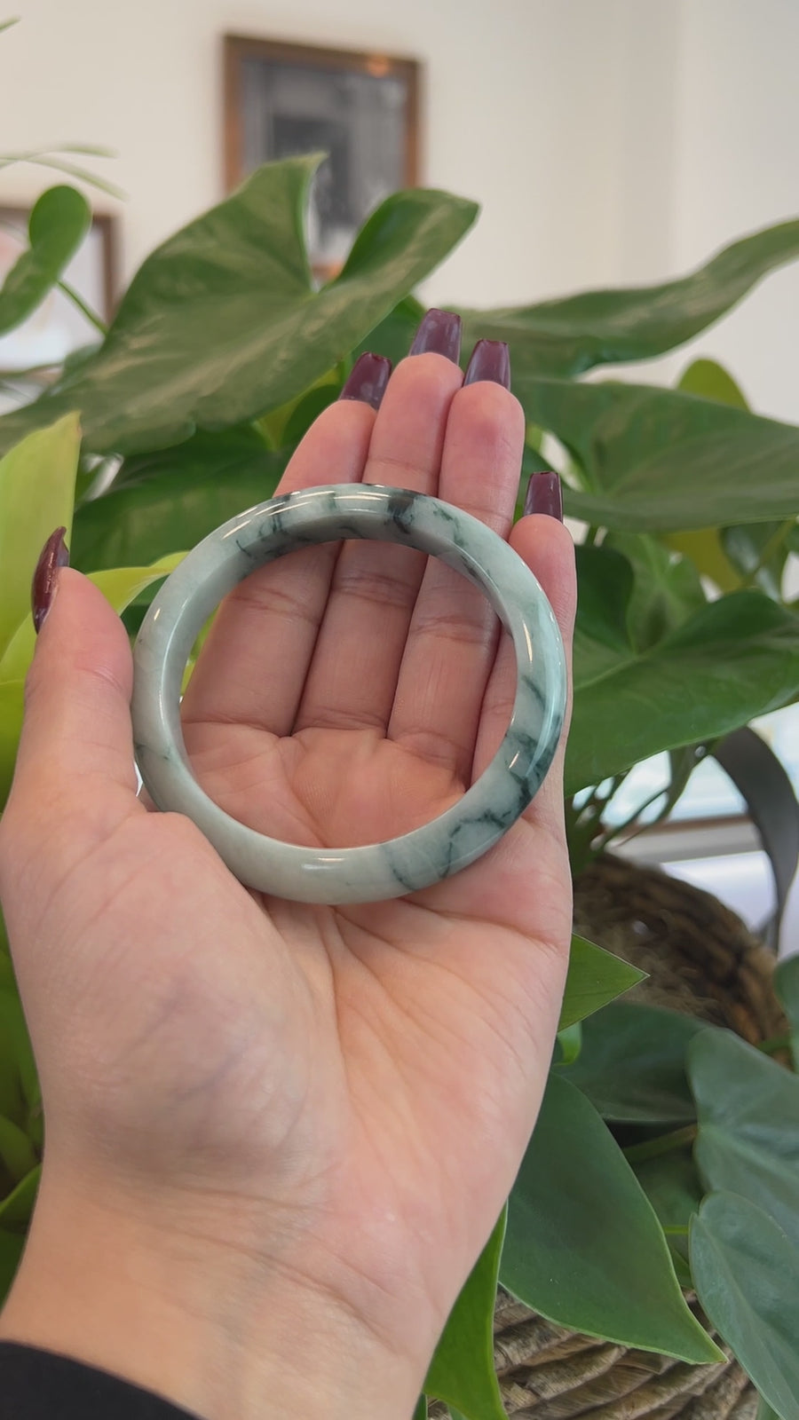 Baikalla Natural Burmese Blue-green Jadeite Jade Bangle Bracelet (55.80mm)#T146