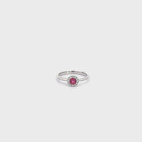 14k White Gold Natural Halo Ruby Ring