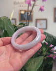 Baikalla Natural Light Lavender Jadeite Jade "Half Round" Bangle Bracelet (54.4mm) 