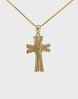 14k Yellow Gold Diamond Cut Fancy Cross Pendant Necklace