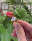 18k Yellow Gold Natural Translucent Oval Pink Lavender Burmese Jadeite Jade Engagement Ring