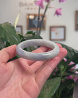 Baikalla Natural Light Blue-Green & Lavender Jadeite Jade "Half Round" Bangle Bracelet (55.6mm) 