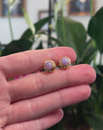 Baikalla 18ky Gold Natural Lavender Jadeite Jade Stud Earrings W/ Natural Diamonds